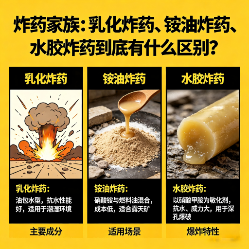 肃北炸药家族：乳化炸药、铵油炸药、水胶炸药到底有什么区别？
